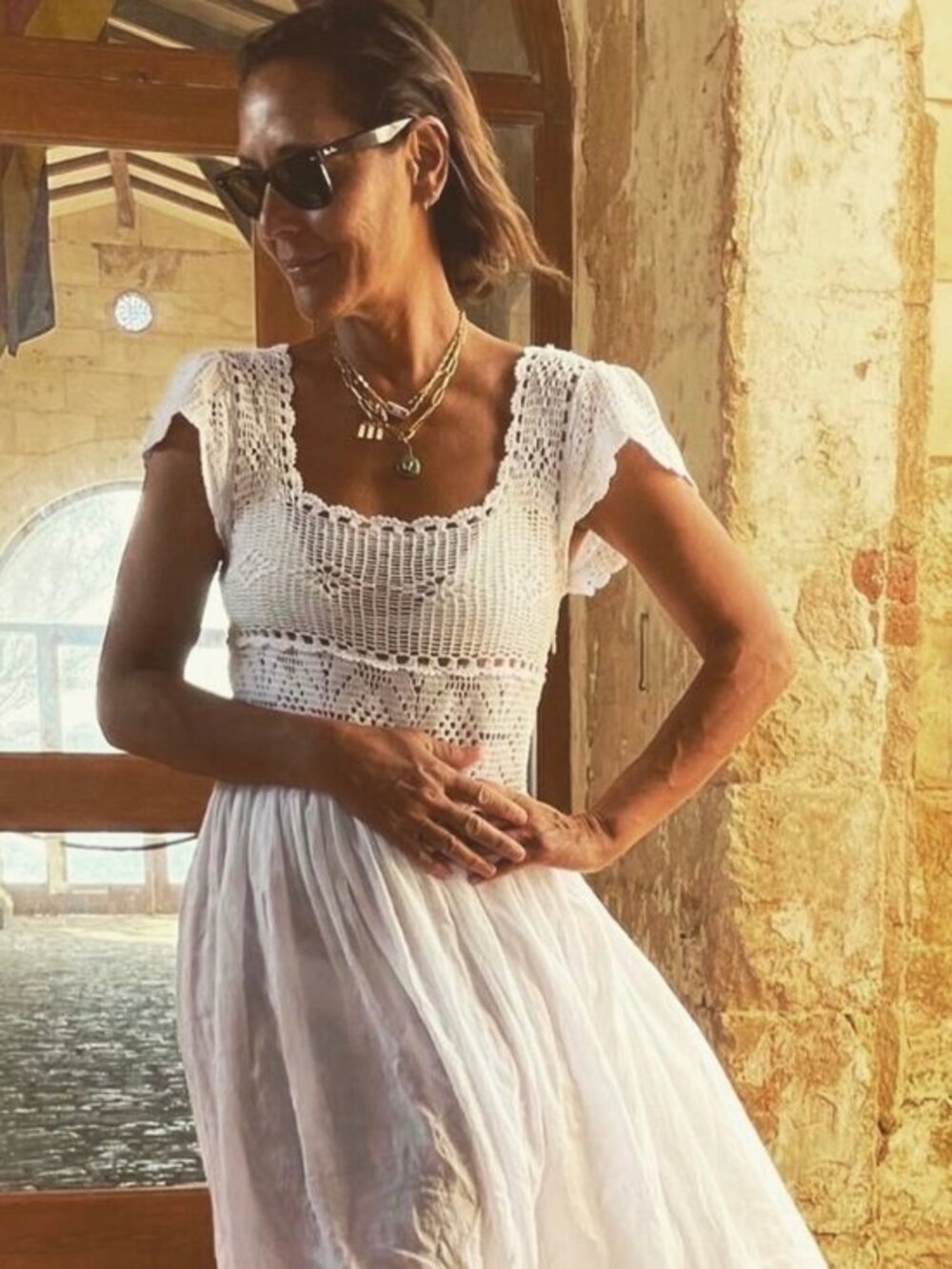 Doen Modeira Dress in Salt White Size Small Crochet Maxi Midi Dress Boho - Picture 8 of 16